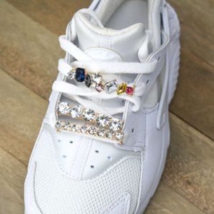3PC Rhinestone Shoelace Gold Tone Sneaker Charm